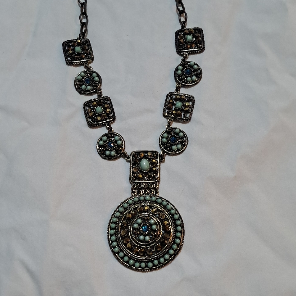 Vintage Elegant Turquoise Statement Necklace - image 1